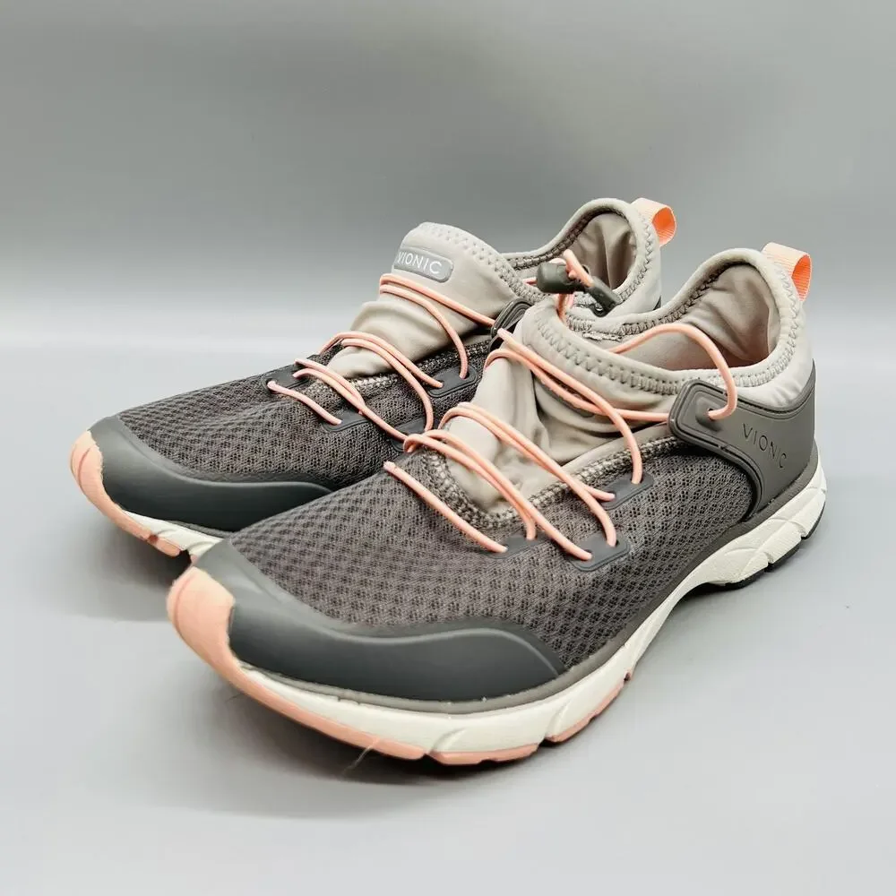 Vionic Shoes Women 7.5 Gray Mesh London Low Top Walking Athletic Sneaker Comfort